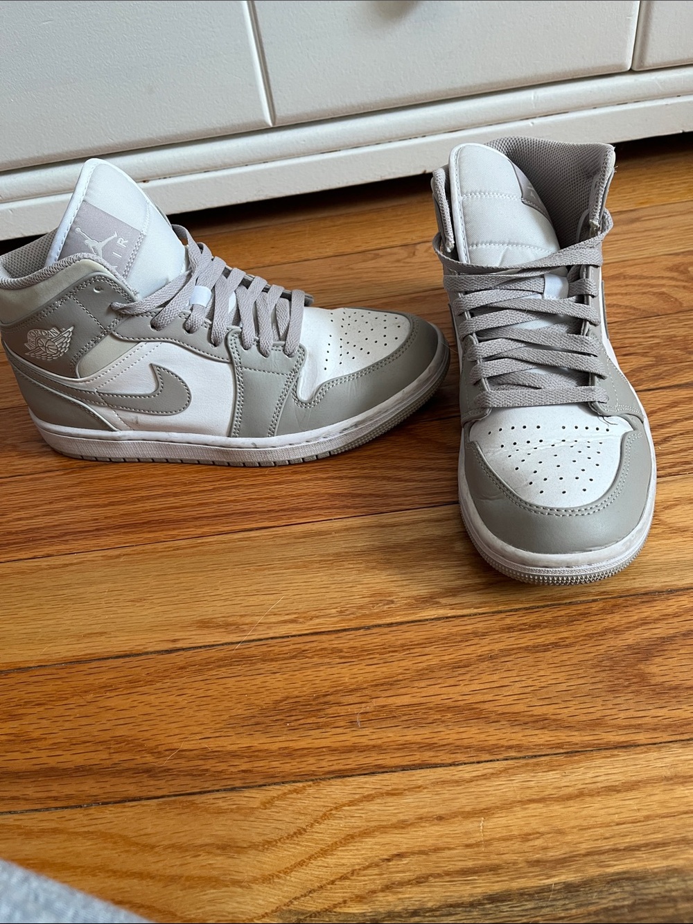 Nike Air Jordan 1 Mid White and Light Grey